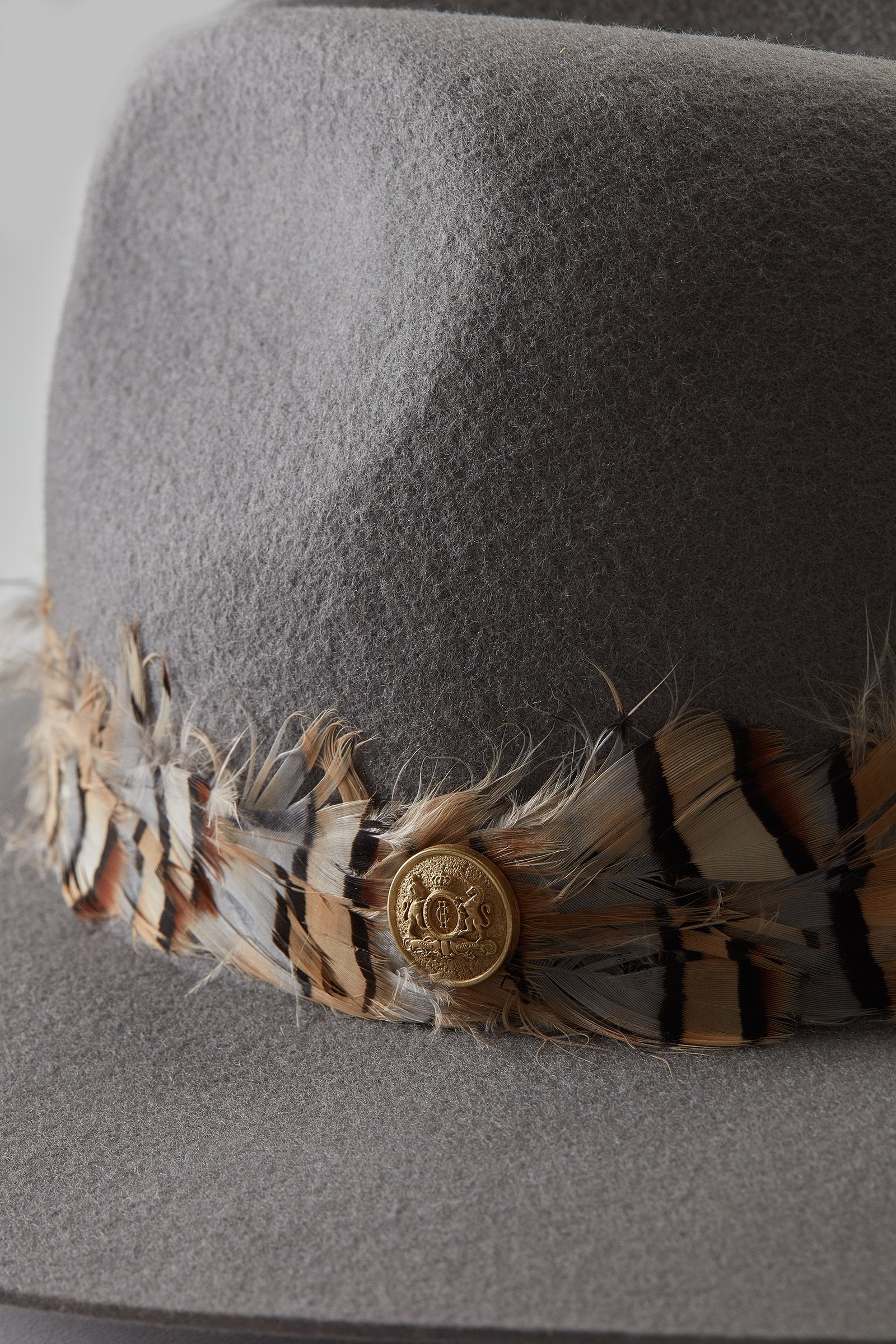 Trilby Hat Double Feather Band (Light Grey) - Image 6