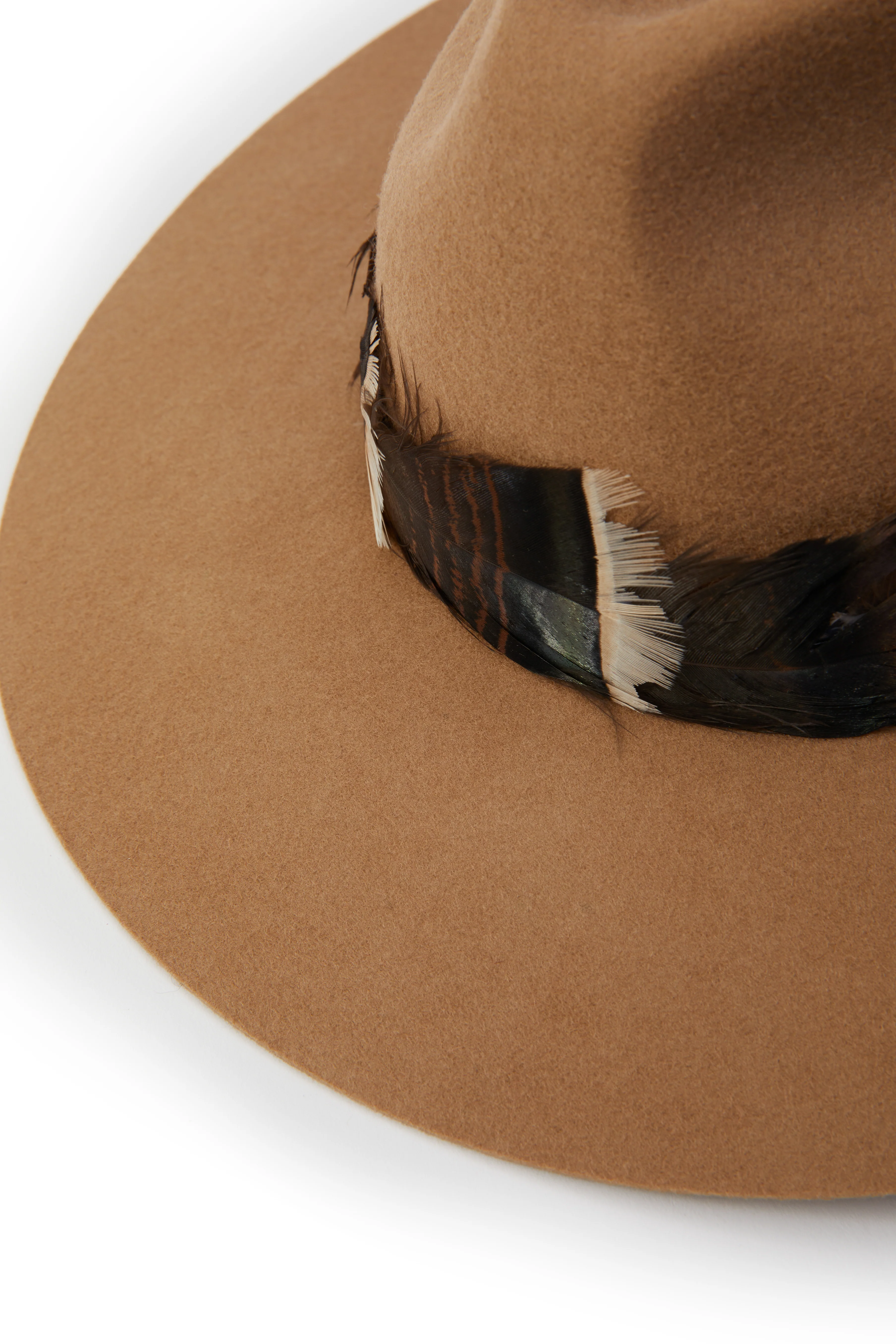 Trilby Hat Iridescent Feather Band (Camel) - Image 8