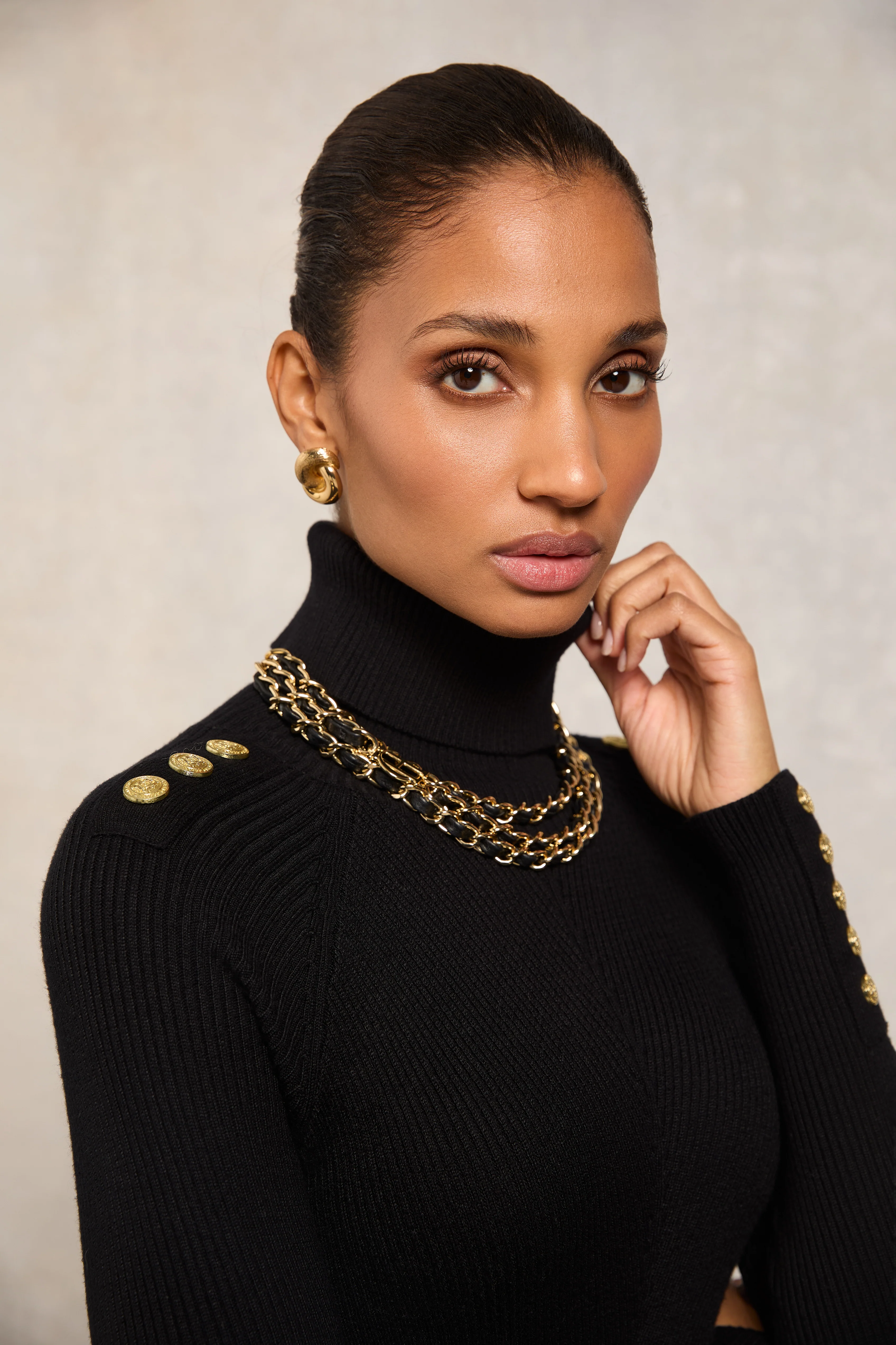 Triple Chain Necklace (Black Gold) - Image 2
