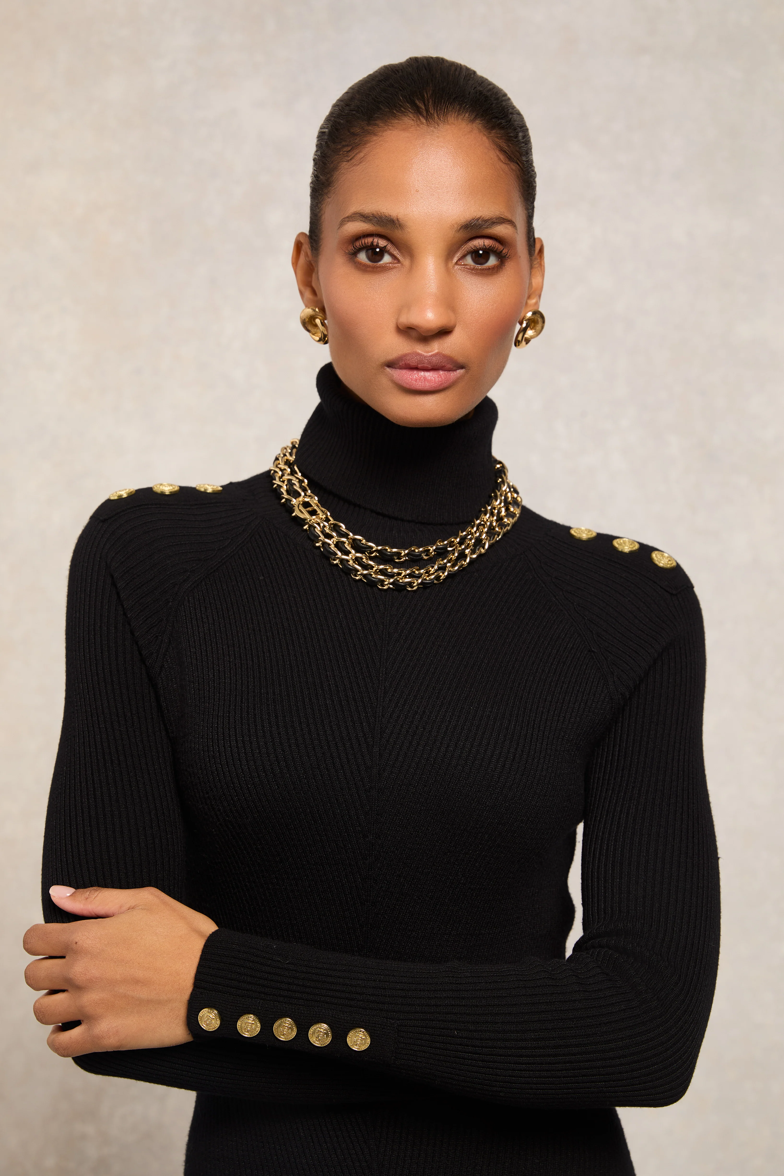 Triple Chain Necklace (Black Gold) - Image 3