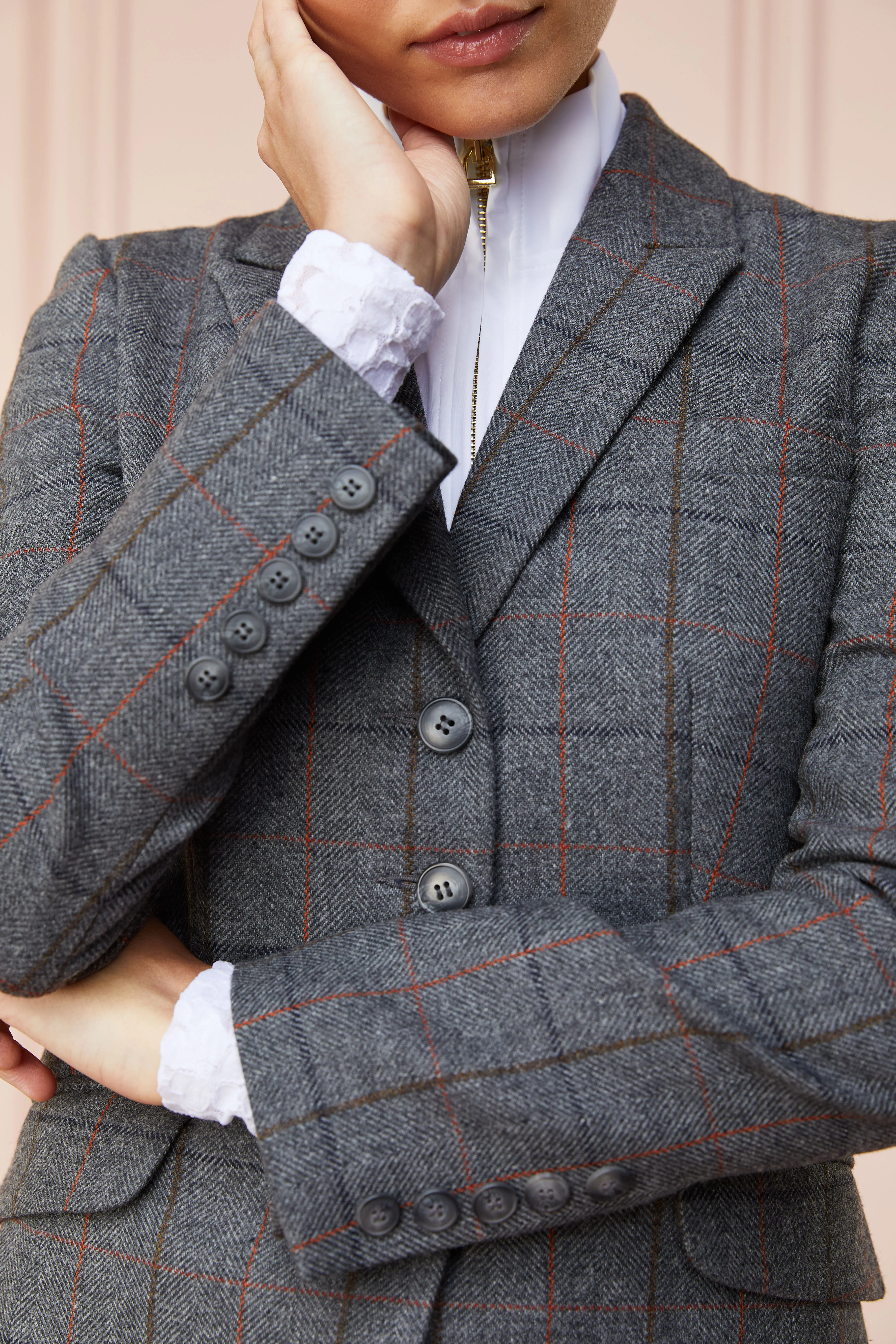 Tweed Riding Jacket (Mid Blue Check) - Image 8