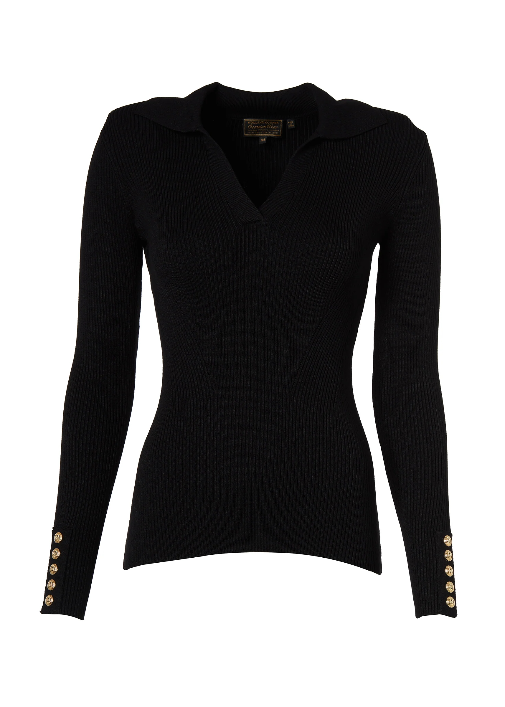 V-Neck Rib Top (Black) - Image 6