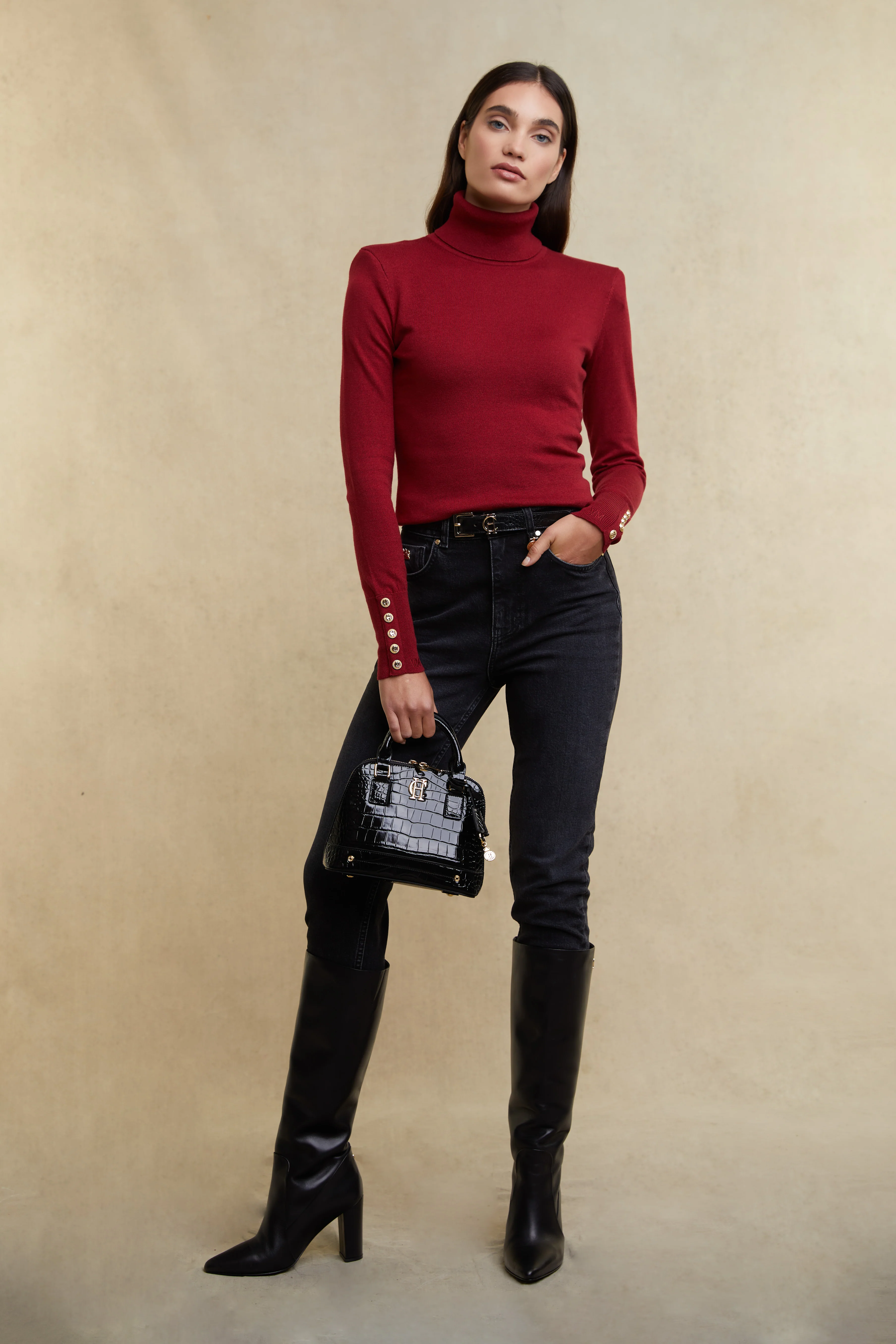 Victoria Cashmere Roll Neck (Berry) - Image 6