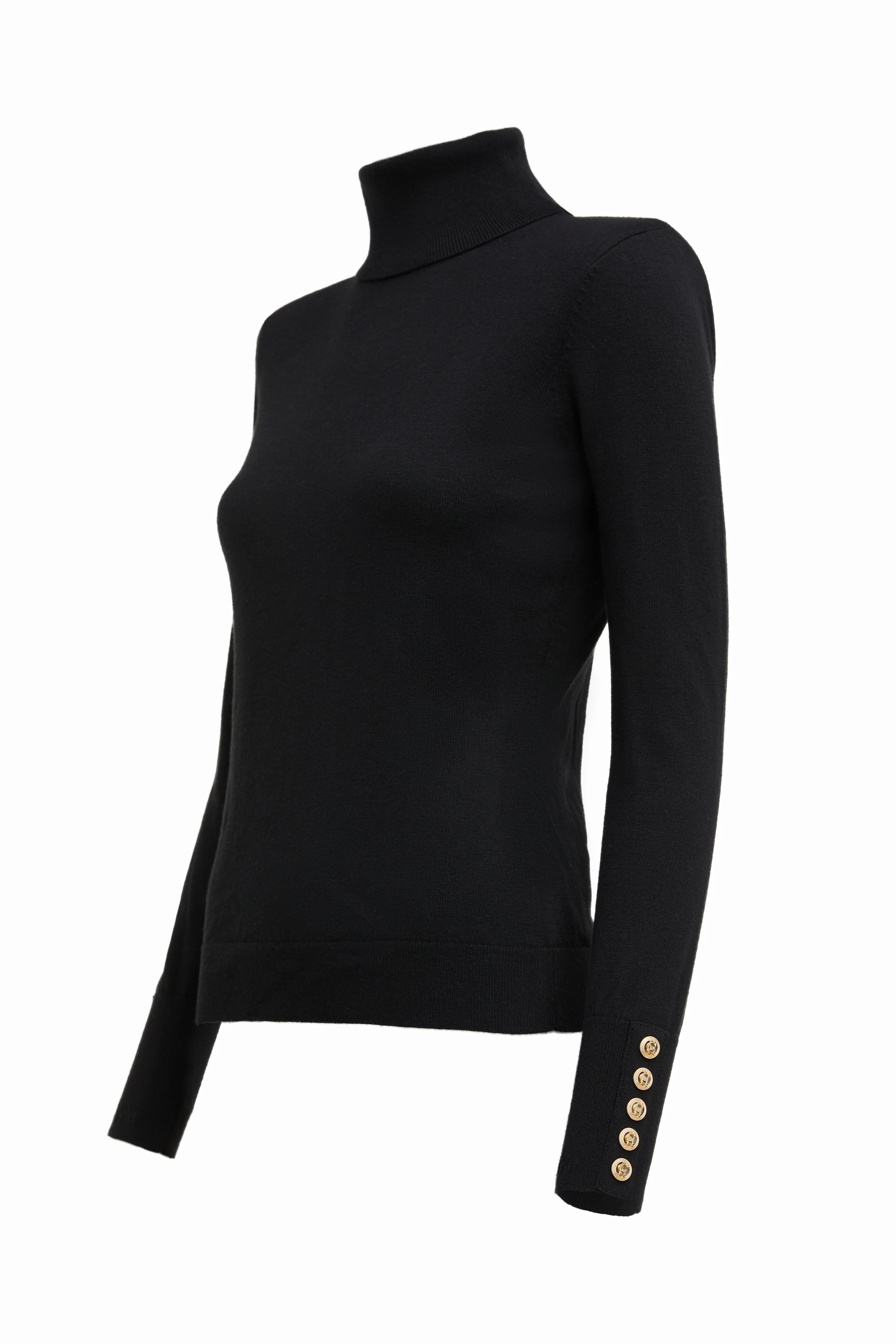 Victoria Cashmere Roll Neck (Black) - Image 2