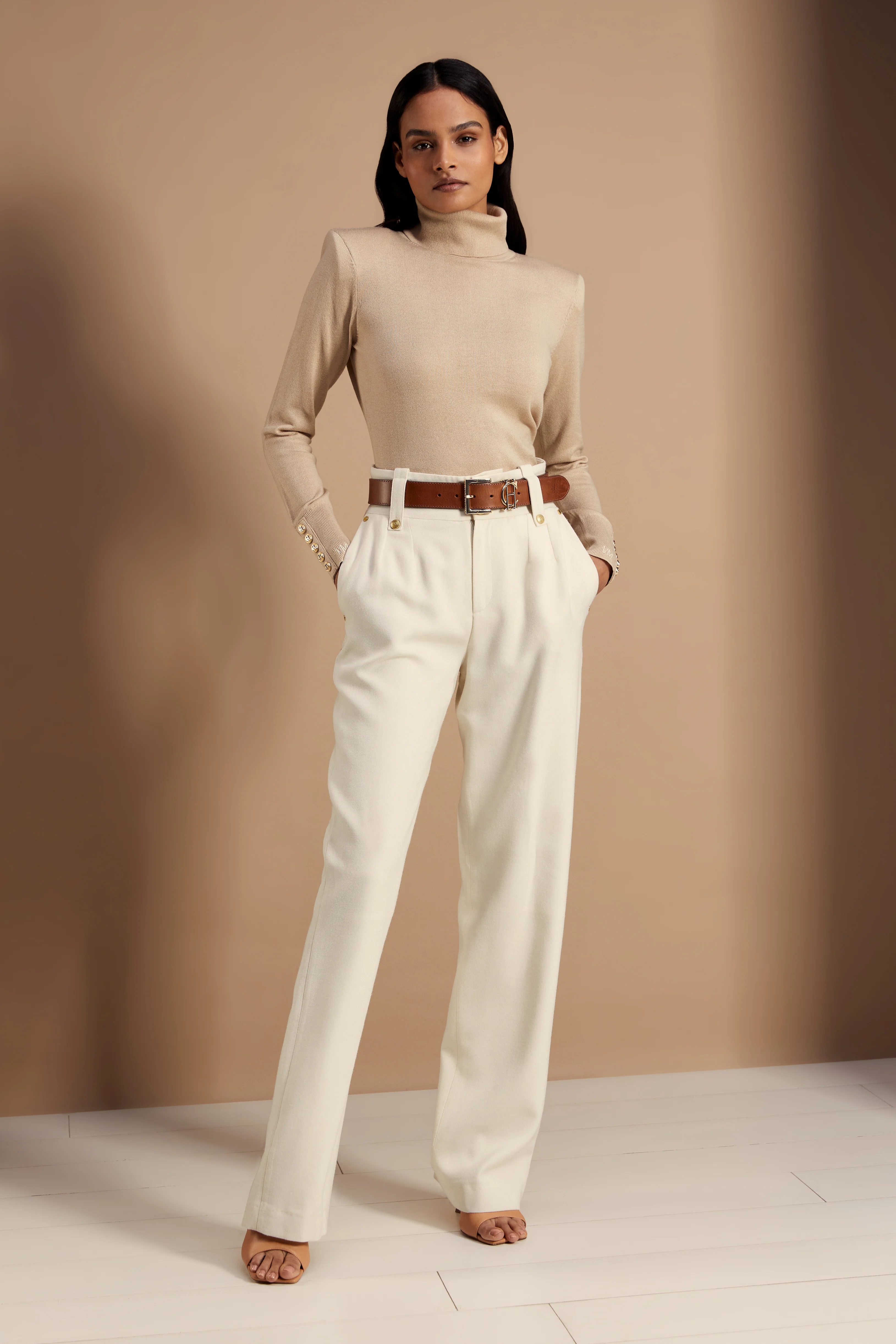 Victoria Cashmere Roll Neck (Stone) - Image 3