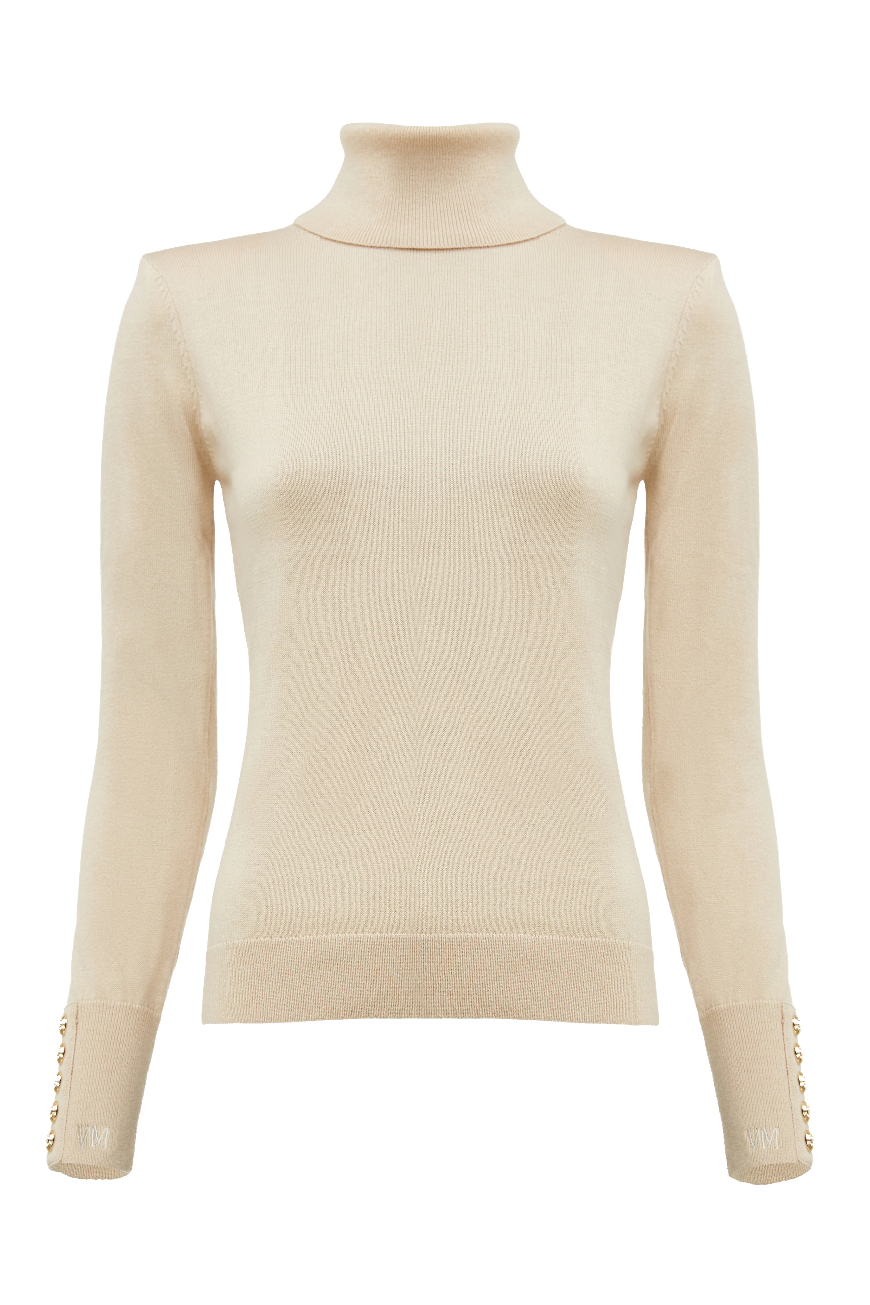 Victoria Cashmere Roll Neck (Stone) - Image 4