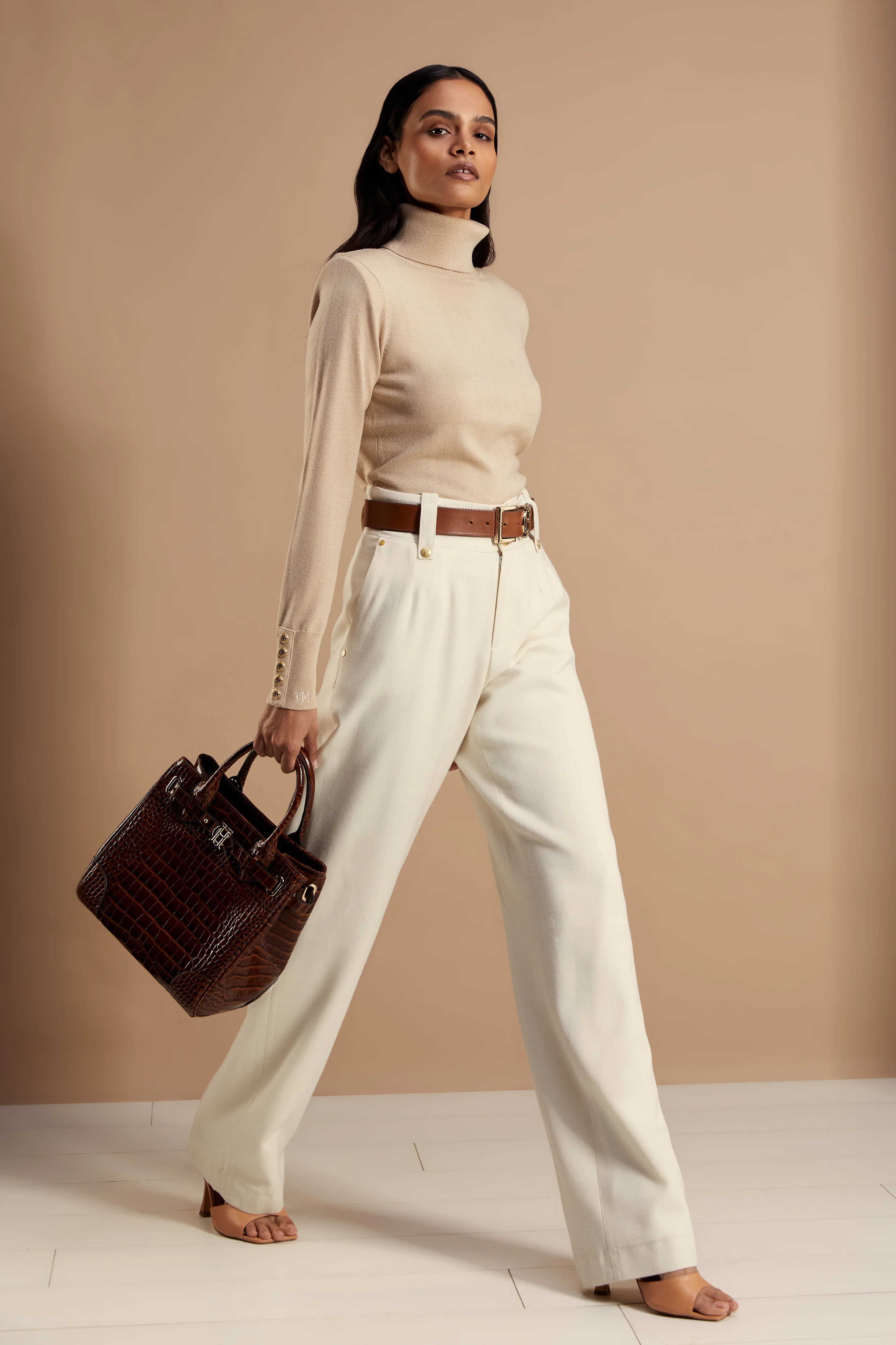 Victoria Cashmere Roll Neck (Stone) - Image 5