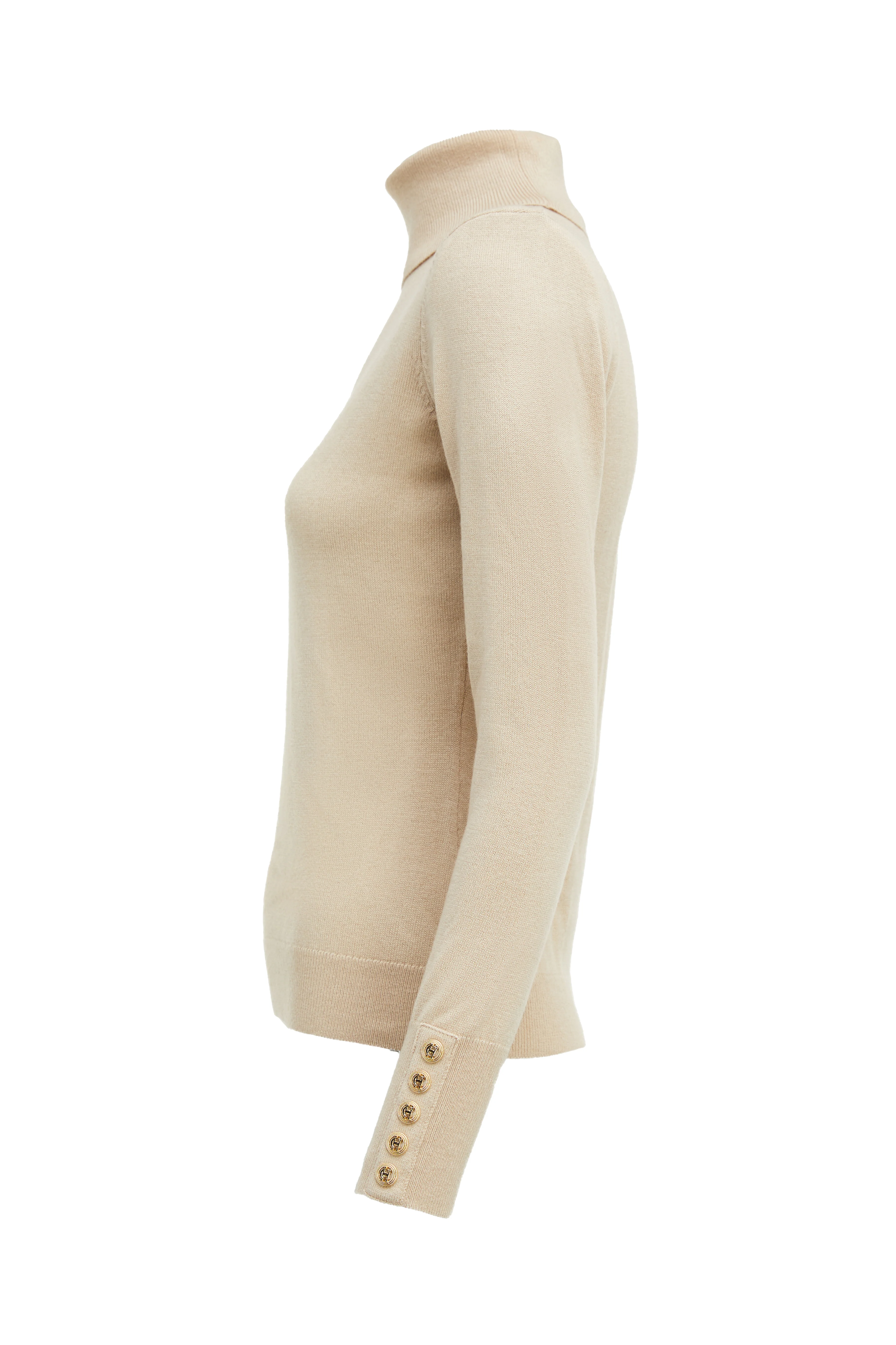 Victoria Cashmere Roll Neck (Stone) - Image 6