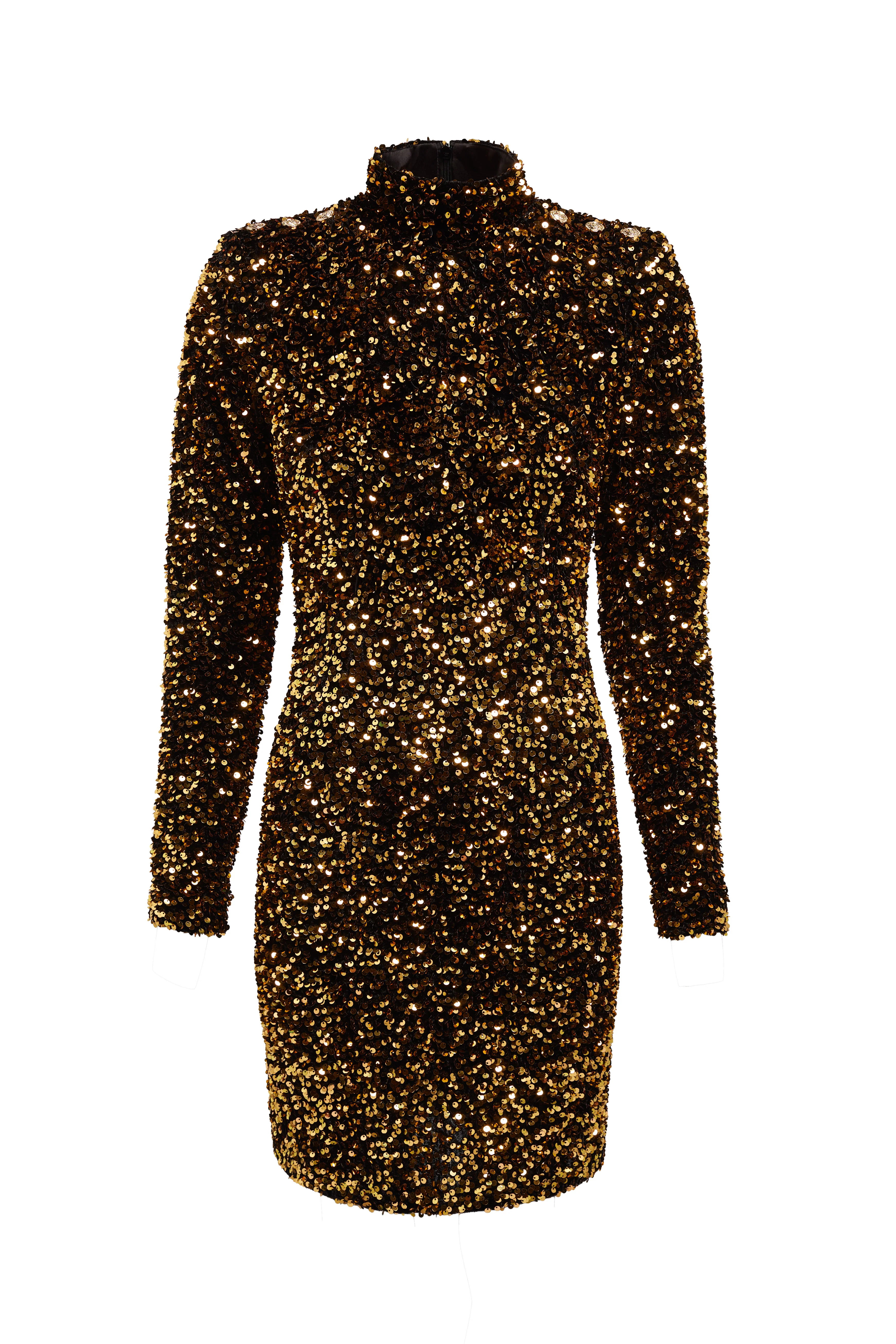 Victoria Sequin Mini Dress (Gold Sequin) - Image 4