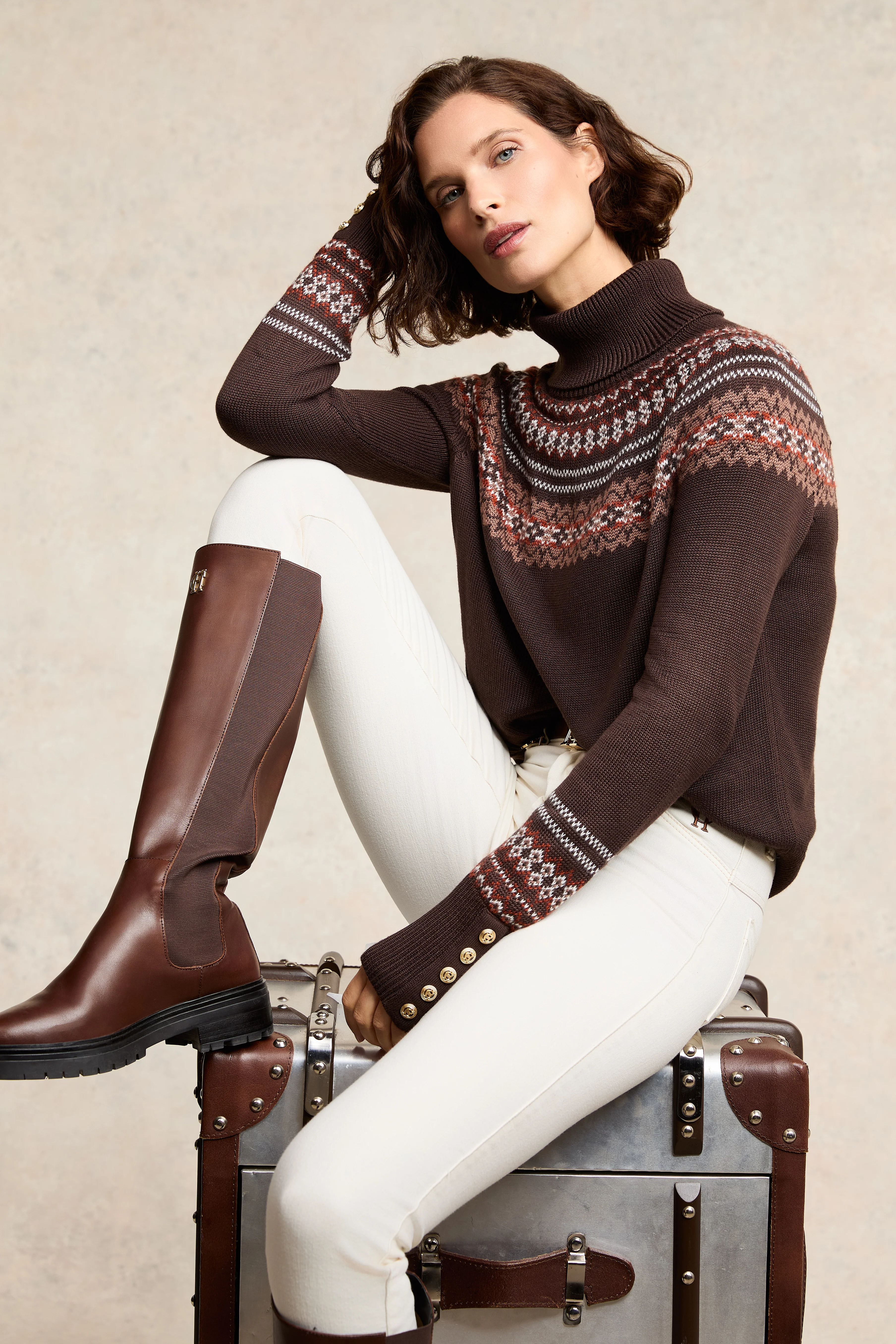 Whistler Roll Neck Knit (Chocolate) - Image 3