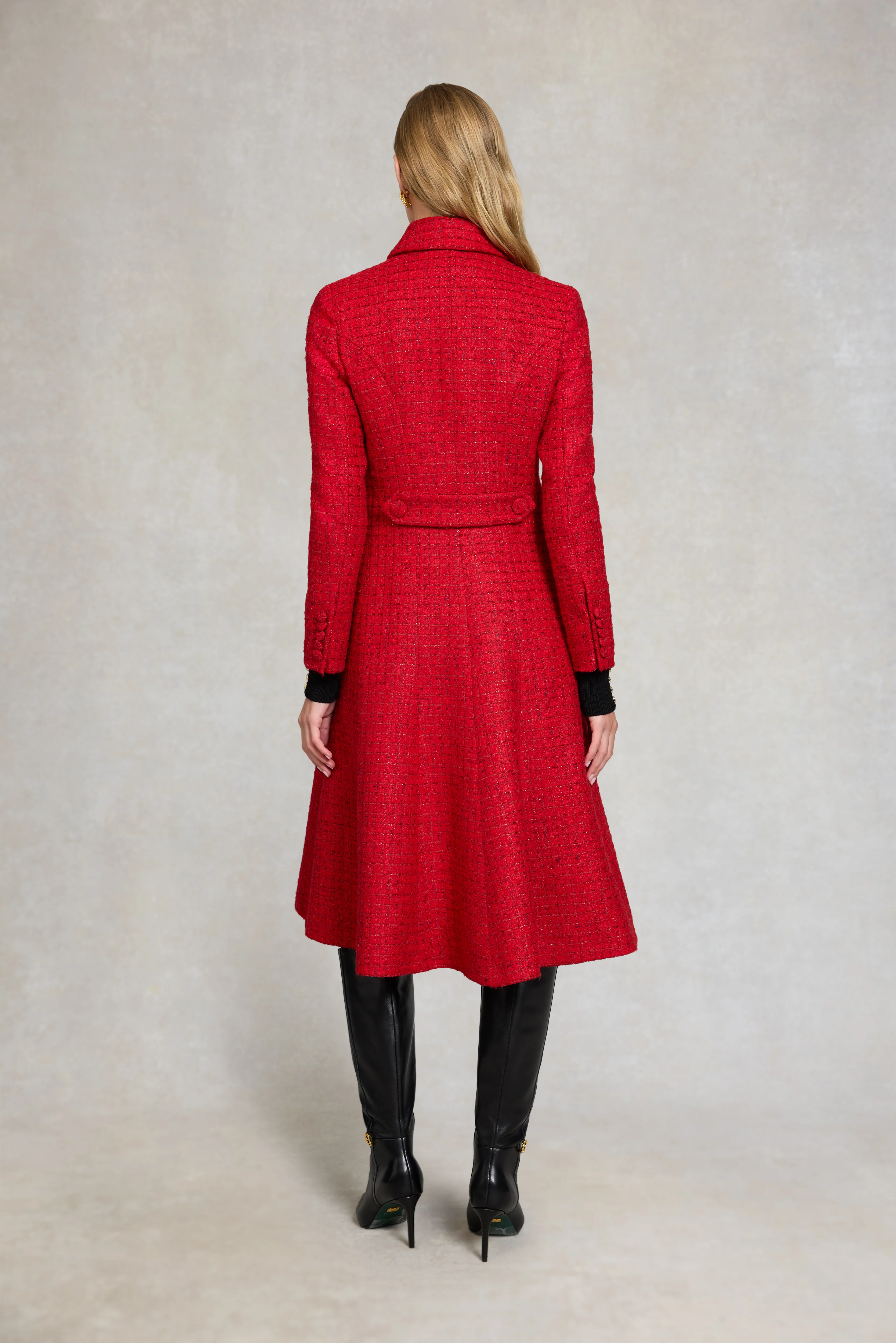 Windsor Fit & Flare Coat (Red Boucle) - Image 3
