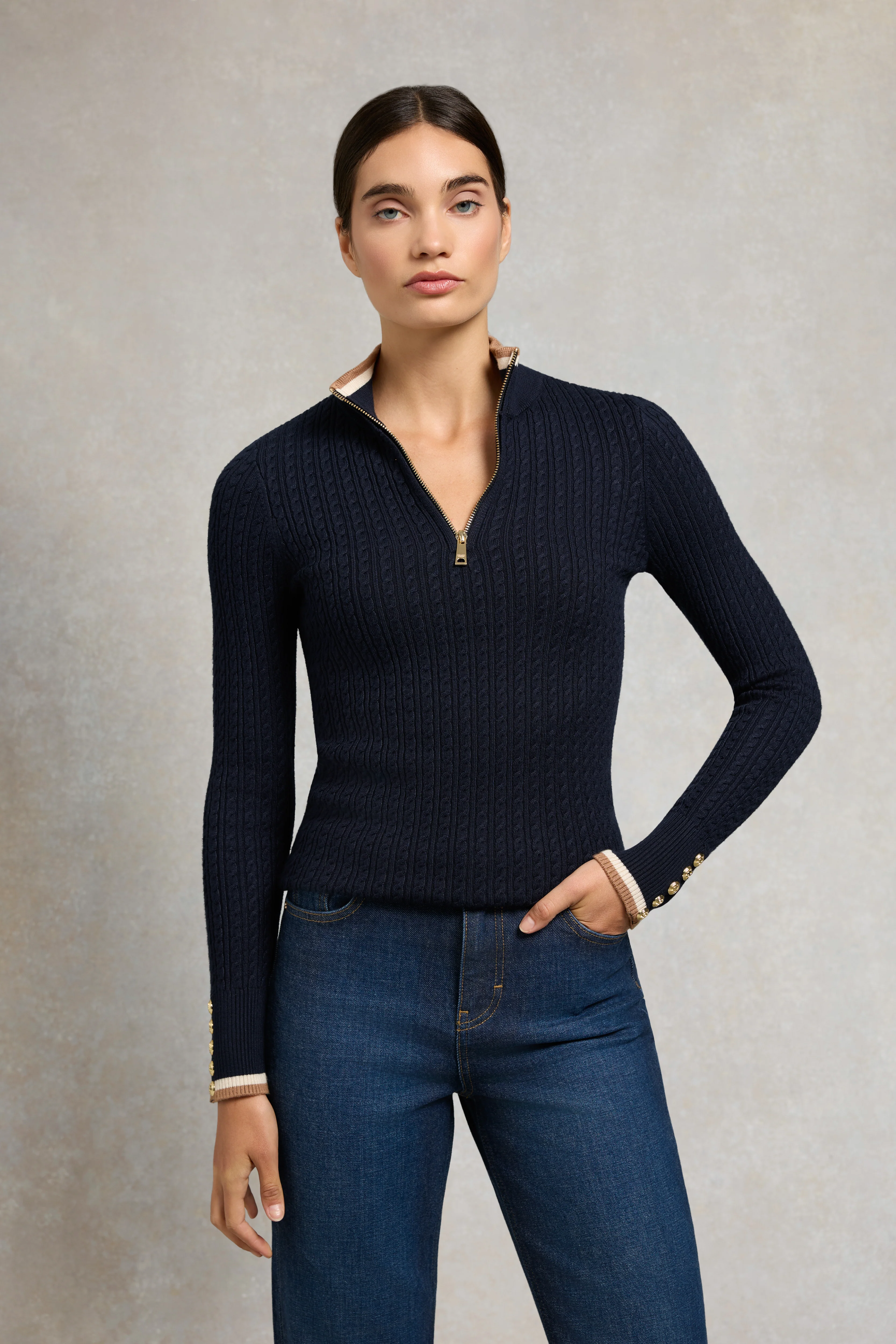 Zoe Quarter Zip Knit (Ink Navy) - Image 6